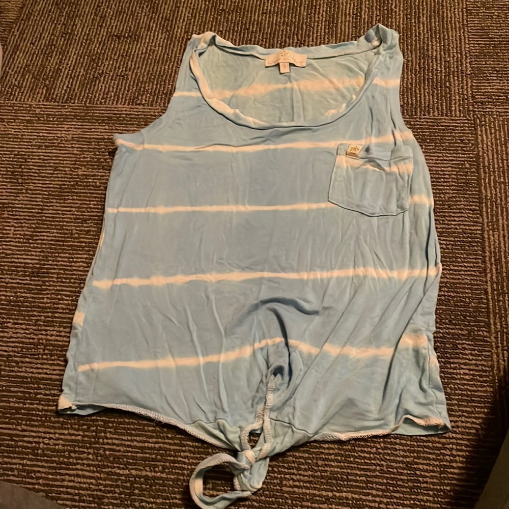Simply southern, light blue and white stripe tank top